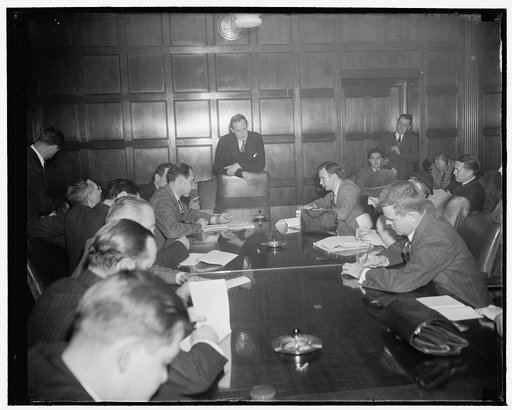 Hopkins holds first press conference. Washington, D.C., Jan. 6. Secretary of Commerce Harry Hopkins at his first press conference today told reporters that conferences have already started and will continue until he has obtained a cross-section of American business opinion. He refused to discuss que