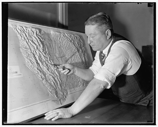 Government cartographer develops new process for making relief maps. Washington, D.C., Jan. 13. Through a process just perfected by John Braund, Cartographer for the U.S. Coast and Geodetic Survey, relief maps can now be made showing all the details of topography in a form true to nature and which c