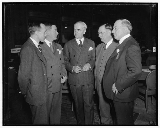 Wm. H. Stauffer. Commissioner of Public Welfare (Va.), Sen. Robert W. Daniel, Gov. James H. Price, Sen. Charles Burke, Sen. L.M. Robinette. Mayflower Hotel, Council of State Governments