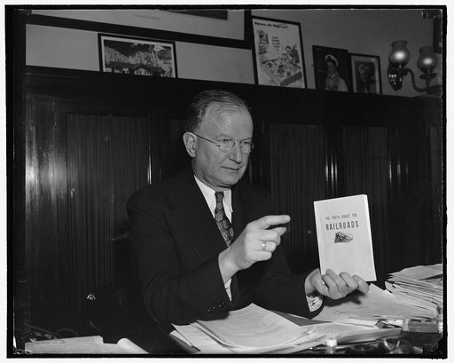 Montana Senator. Washington, D.C., Feb. 10. A new informal picture of Senator Burton K. Wheeler, democrat of Montana. He is Chairman of the Senate Interstate Commerce Committee which is now studying the nation's rail problems, 2-10-39