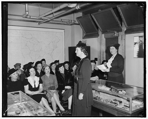 Congressmen's wives learn to speak in class. The Congressional Public Speaking class, composed of wives of congressmen, is attempting to teach the ladies to search out material and present it effectively under the direction of Mrs. Hugh Butler, public speaking teacher. They met today at the Agricult