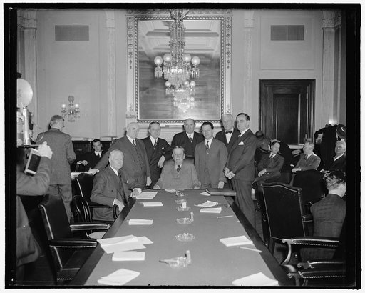 ...] seated: Elmer Thomas, Ellison Smith (Chairman). Standing: John Bankhead, Carl Hatch, Lynn Frazier, Allen Ellender, Guy Gillette, William Bulow