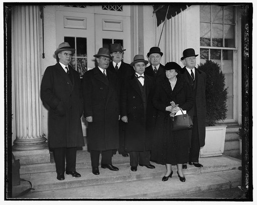 Frances Perkins and group on steps of White House