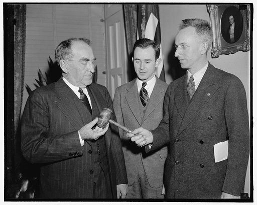 Speaker William Bankhead and gavel; and two unidentified