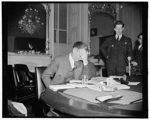 Rapid fire questions cause Federal Reserve Chairman to have headache. Washington, D.C., March 23. Marriner Eccles, Chairman of the Federal Reserve Board undertook to answer the Questions fired at him by Walter Trent, Director of the Rocky Mountain Metal Foundation. Trent's questions came so fast tha
