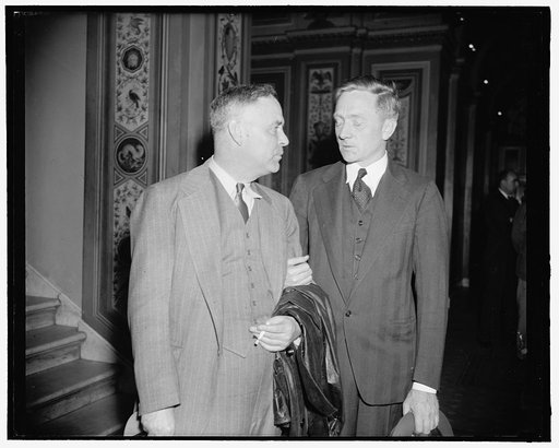 Two probable new Justices to U.S. courts considered this morning by Senate. Washington, D.C., March 27. Wiley Blount Rutledge, Jr., Dean of the University of Iowa's Law School and appointee to the Supreme Court of Appeals of the District of Columbia and William O. Douglas, appointee to the U.S. Supr