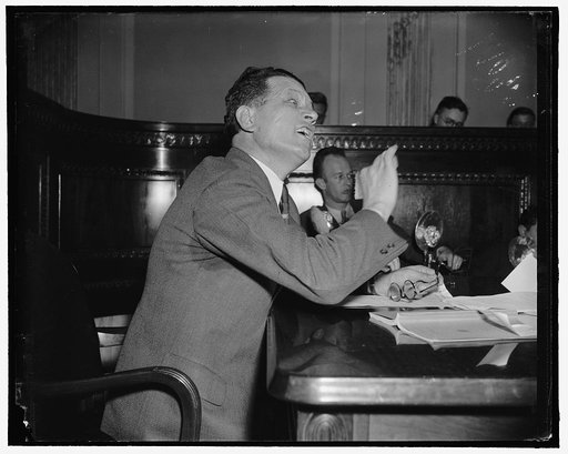 Louisiana Senator. Washington, D.C., March 31. A new pose of Senator Allen J. Ellender, democrat of Louisiana, who is chairman of the Special Senate Committee investigating charges of favoritism in promotion of women workers in the government service. 3-31-39