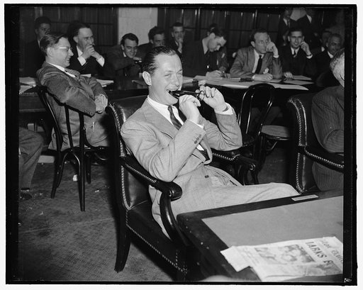 Movie star before senate committee. Washington, D.C., April 3. The S.R.O. sign was hung out today at the Senate Interstate Commerce Committee Hearing as Robert Montgomery, movie star, appeared to express his opposition to a bill designed to prohibit "Block booking" and "Blind selling" two trade prac