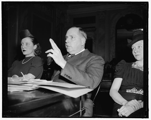 Civil Service hearing. Mrs. Josephine Smithers, who was made center of a storm of protests over her raise from $1740 to $2300 yearly, and Jessie Donaldson, Director of Personnel of the Post Office Department who backed the raise. 3-29-39
