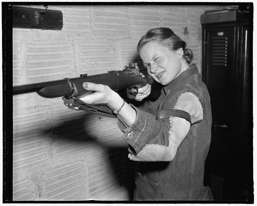 Co-ed crowned queen of rifle shooters. Washington, D.C., April 6. Jean Yocum, George Washington University co-ed, has won the Women's Individual Intercollegiate Rifle Championship, according to the National Rifle Association. Her score of 496 out of a possible 500 gave the individual title to a G.W.