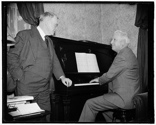 Iowa Senator plays swan song. Washington, D.C., April 14. Perhaps not so accomplished musically as in matters of state is Senator Guy Gillette of Iowa, but he might here be described as symbolically playing Swan Song for he said that he doesn't intend to run for election again when the time comes. R