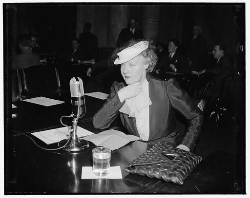 Woman columnist advocates repeal of Neutrality Act to allow U.S. freedom of policy. Washington, D.C., April 26. Staging her second appearance before Senate Committees within a week, Dorothy Thompson, columnist, sat down before Foreign Affairs Chairman Key Pittman and told him and members that neutra