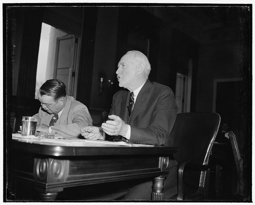 H.O.L.C. Chairman testifies before House Banking and Currency Committee. Washington, D.C., April 26. John H. Famey, Chairman of the Home Owners Loan Corporation photographed this morning as he testified before the House Committee on banking and currency
