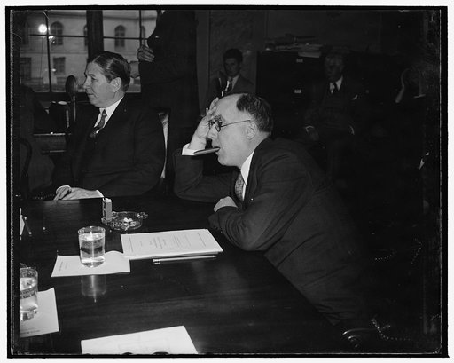 Washington Senator listens. Washington, D.C., May 3. A new informal photograph of Senator Lewis B. Schwellenbach of Washington in a listening pose