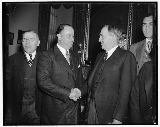 Somoza welcomed to House of Representatives. Washington, D.C., May 8. Speaker of the House William B. Bankhead as he welcomed Nicaraguan President Anastasia Somoza to the chamber where he made a brief speech today as part of his tour of the Capitol