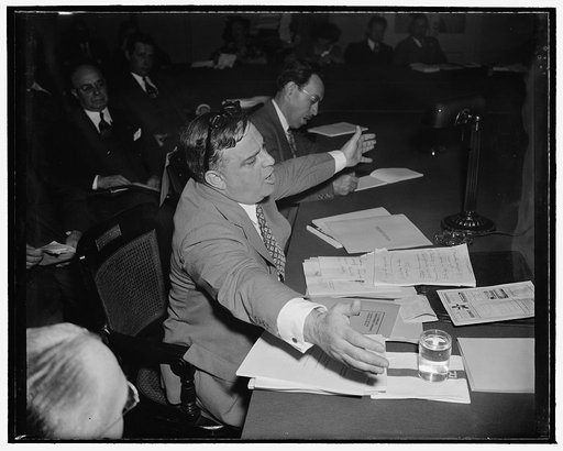 Manhattan Mayor praises relief program. Washington, D.C., May 8. Mayor Fiorella La Guardia, Mayor of New York, testified before the House WPA Investigating Committee with gestures. He praised the federal relief program as 'the American way' dealing with unemployment and termed its discontinuance as 