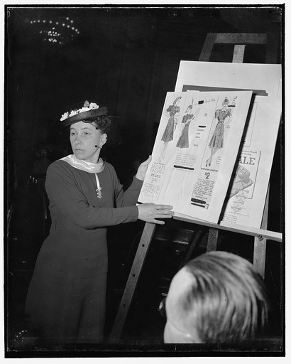 Monopoly Committee turns to housewives for advice on consumer products. Washington, D.C., May 10. Mrs. Alice Belester of Chicago, wife of a carpenter, who was called by the Monopoly Committee today to tell, as Secretary of the United Conference Against the High Cost of Living, what she thought of ad