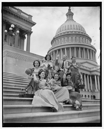 California claims of being cornucopia demonstrated on Capitol steps. Washington, D.C., May 29. San Diego, Calif., sent a delegation from its Chamber of Commerce to Washington today to plump for a national highway, 'The Broadway of America' from San Diego to New York and to remind folks in the east a