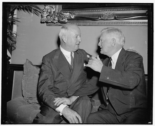 No rift here. Washington, D.C., July 6. It was Jack and Kim today as Vice President Garner and PMG James A. Farley, Chairman of the Democratic National Committee, got together at the Capitol. The pair were as chummy as turtle doves despite the fact that the V.P. is said to be on the outside as far a