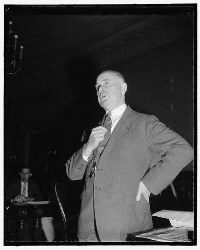 Chief of Bureau of U.S. Public Roads. Washington, D.C., July 25. A new informal picture of Thomas H. MacDonald, Chief of Bureau of Public Roads, U.S. Department of Public Roads. He was a witness today before the Senate Banking and Currency Committee, 7/25/39