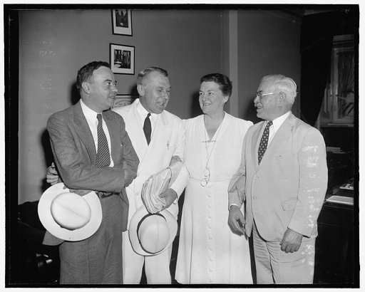 Principals in wage-hour amendments controversy. Washington, D.C., July 25. Seeking speedy action at this session of Congress, the House Rules Committee at a special session today agreed to further attempt to compromise proposals of opposing faction in the proposed amendments to the wage-hour law. Le