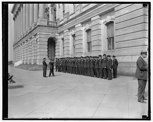 Formation of police on the terrace, west front of the U.S. Capitol, Washington, D.C.