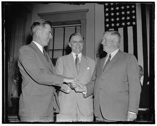 Henry A. Wallace, left; Harold Ickes, right
