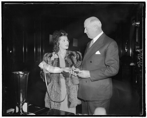 Glamorous Ann Rutherford, MGM Star, received by Postmaster General James A. Farley, 10/25/39