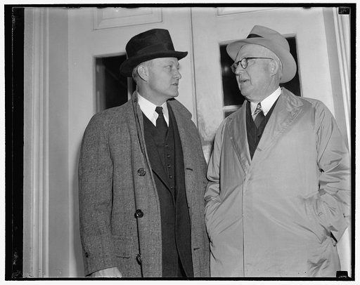 White House callers. Washington, D.C., Oct. 31. Among the White House visitors today were, left, Senator Josh Lee, Oklahoma, and right, M.E. Trapp, former Governor of Oklahoma