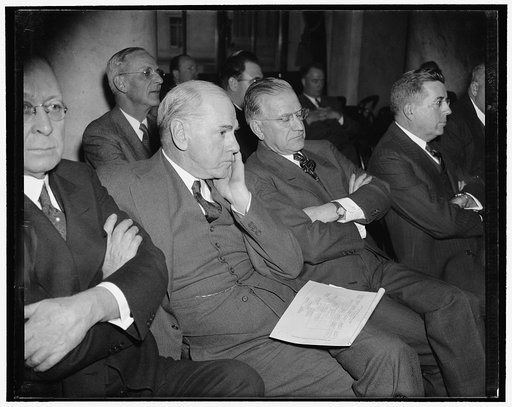 Washington, D.C., Nov. 6. Eugene Grace, left, President of Bethlehem Steel Corp., and F.A. Shick, Vice President and Comptroller of the same corporation, were interested spectators at today's session of the National Monopoly Committee
