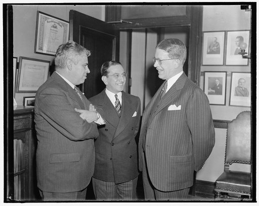 Central American envoys attend Pan American Committee conference here today. Washington, D.C., Nov. 15. Dr. Don Francisco Castillo Najera, Ambassador from Mexico, Miguel Lopez Pumarejo, Ambassador from Columbia, and Dr. Don Diogenes Escalante, Ambassador from Venezuela photographed today at the firs