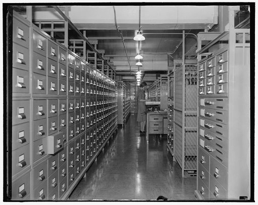 National Archives. Washington, D.C., Nov. 22. Another one of the spacious filing spaces in the National Archives: the Division of Commerce Department Archives
