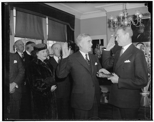 Edison takes oath as Secretary of Navy. Washington, D.C., Jan. 2. Charles Edison, son of the late inventor, Thomas Edison, was today sworn in as the 46th Secretary of the Navy to succeed the late Secretary Claude A. Swanson. Edison is the second man to become Secretary of the Navy after serving as A