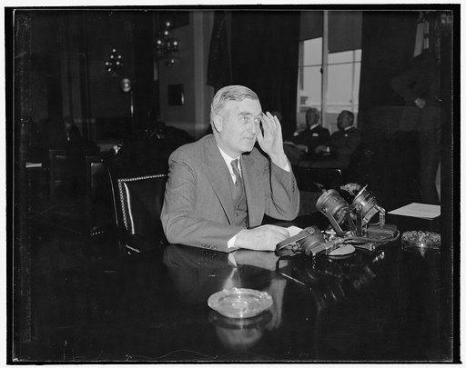 Appeals to Congress to enact Naval Bill Washington, D.C., Jan. 8. Secretary of the Navy Charles Edison, making his initial appearance upon the Hill since taking oath as Navy Secretary, asked the House Naval Affairs Committee to enact laws to increase naval tonnage, 'in view of the grave internationa