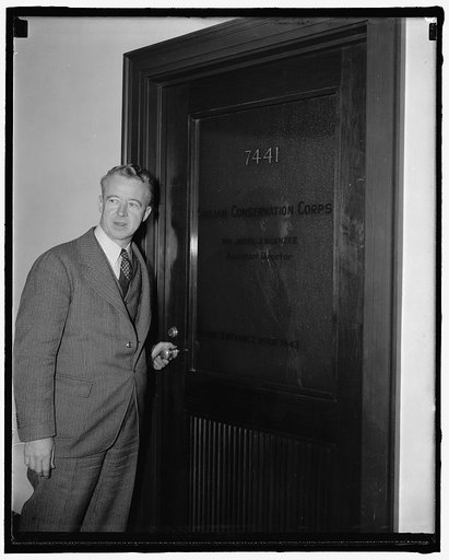 Person at door of Civilian Conservation Corps