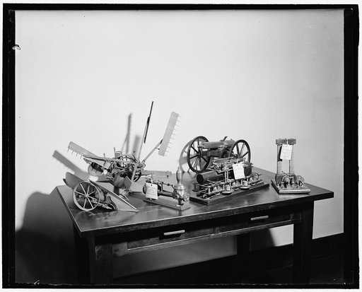 Patent models, probably related to the 150th anniversary of the Patent Act