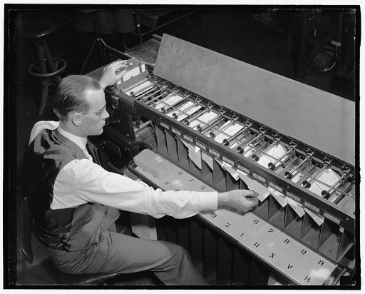 Card sorter for tabulating machine at the US Census Bureau