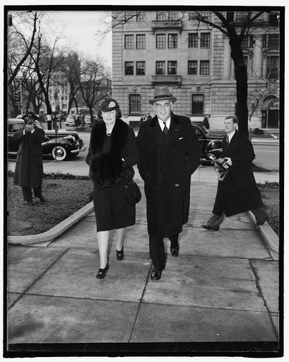 Official Washington observes anniversary of president's inauguration. Washington, D.C., March 4. President Franklin D. Roosevelt today observed the beginning of his eighth year in the White House by attending services at St. John's Episcopal Church. Pictured here are Secretary of Agriculture Henry W