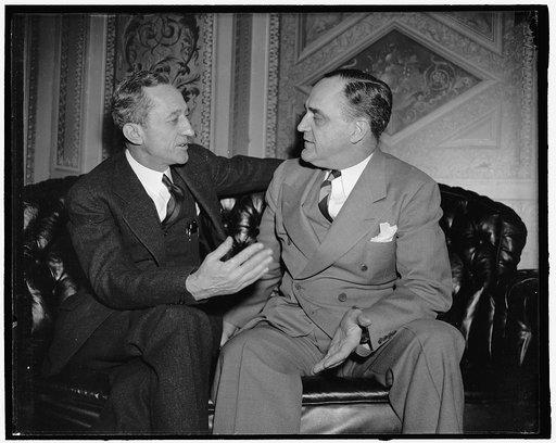 Senate battlers on Pure Politics Act. Washington, D.C., Mar 7. At odds on the Senate floor since the inception of The Hatch Act, but good personal friends are Senators Carol Hatch, D. of New Mexico, author of The Act to Purify Politics, and Senator Sherman Minton, Dem., of Indiana. Latest difference