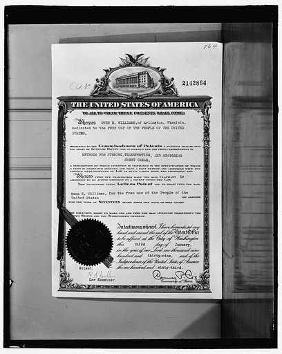 Reproduction of a patent grant. This particular one [happens] to be dedicated to the free use of the people