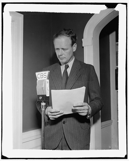 Charles Lindbergh gives a radio address over the Columbia Broadcasting System (CBS) and WJSV