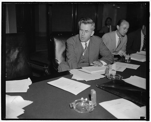 Senate Banking and Currency Committee hears Secretary Wallace. Washington, D.C., June 7. Secretary of Agriculture, Henry Wallace, today told the Senate Banking and Currency Committee that he approved the bill to revamp the Farm Credit System because farmers need relief from 'excessive interest charg