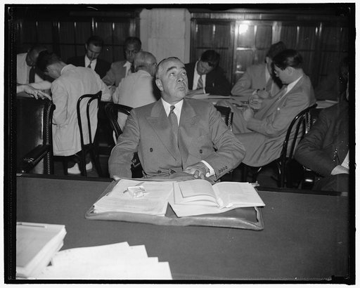 Before Senate Wire Tapping committee. Washington, D.C., June 12. During an appearance before the Senate Wire Tapping Committee today, Joseph N. Pew, Jr., Pennsylvania Republican and official of the Sun Oil Co., flatly denied that he had engaged a private detective organization to 'watch' Democratic 