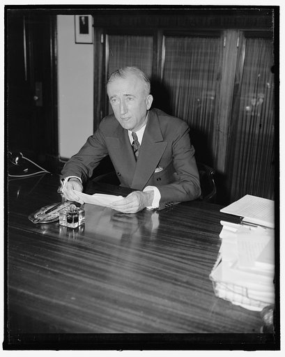 Senator from South Carolina. Washington, D.C., June 11. Senator James F. Byrnes, Democrat of South Carolina, posed for this new informal picture today at his office in the Capitol