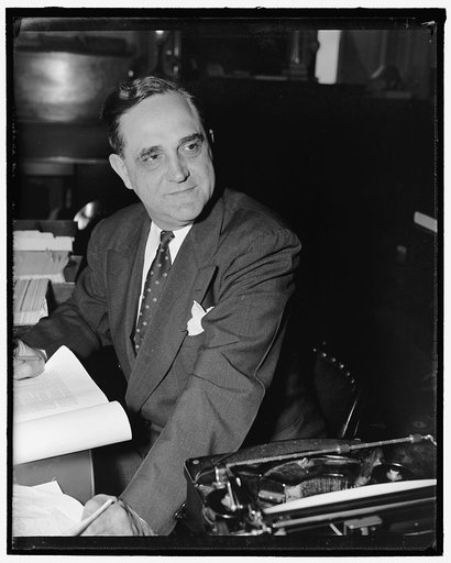 Indiana Senator. Washington, D.C., June 11. Senator Sherman Minton, Democrat of Indiana from a new informal picture made a few days ago in his office at the Capitol