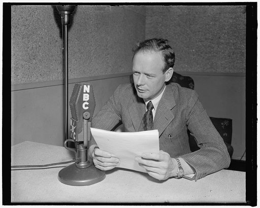 Charles Lindbergh at a NBC microphone