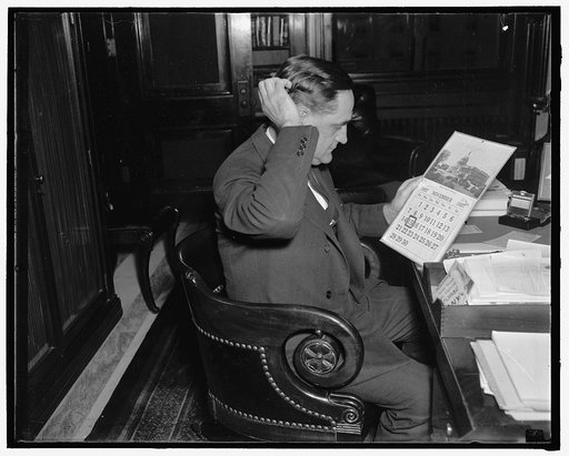 It wont be long now. Washington, D.C., Oct. 13. Democratic Senator Sherman Minton, of Indiana, gazes at his calendar to learn that November 15, the date set for the convening of special session of Congress is only a few weeks hence. Senator Minton is on of the few Senate members who remained in the 