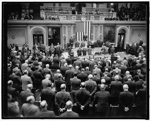 House convenes for special session. Washington, D.C., Nov. 15. Scene in the House chamber today as Rev. James Shera Montgomery, chaplain of the House, delivered the prayer to open the special session called by President Roosevelt, 11/15/37