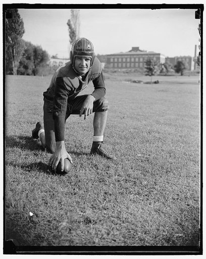 "Slingin Sammy" Baugh, Washington, D.C., Sept. 11. "Slinging Sammy" Baugh, new addition to the Washington Redskins, the Texas Christian U. star is rated as one of the greatest of this generation as far as the passing game goes. Sammy's most recent feat was the practical winning alone of the Green Ba