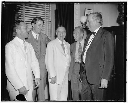Democratic Senatorial Campaign Committee named as Congress nears close. Washington, D.C., June 16. As Congress sang its swan song today, Senate Majority Leader Alvin W. Barkley named the members of the Democratic Senatorial Campaign Committee. Senator Prentiss M. Brown was the choice of Barkley for 